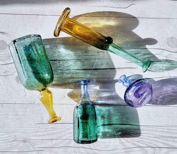 AnyesAttic Glass Bertil Vallien, (Kosta) Boda, Antikva and Wind Pipes Series, Duo of Handblown Frit Vases, 1970s
