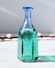AnyesAttic Glass Bertil Vallien, (Kosta) Boda, Antikva Series, Miniature Sea-Green Geometric Bottle Vases Duo, 1970s