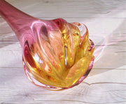 AnyesAttic Glass Chribska att. Josef Hospodka Sculptural Pink and Amber Art Glass Floor Vase | Czech, 1950s-60s, rare