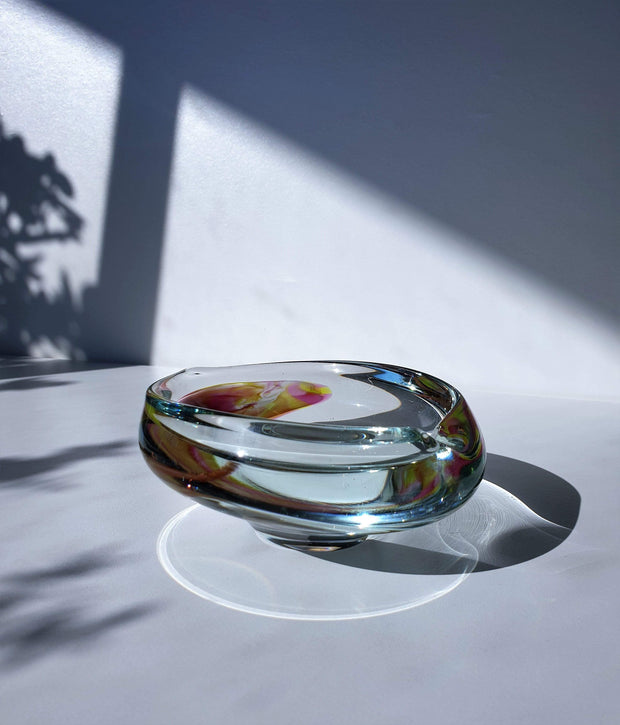 AnyesAttic Glass Crystalex Novy Bor Glassworks by Jiří Šuhájek Sommerso Art Glass Dish, Czech, 1960s-70s