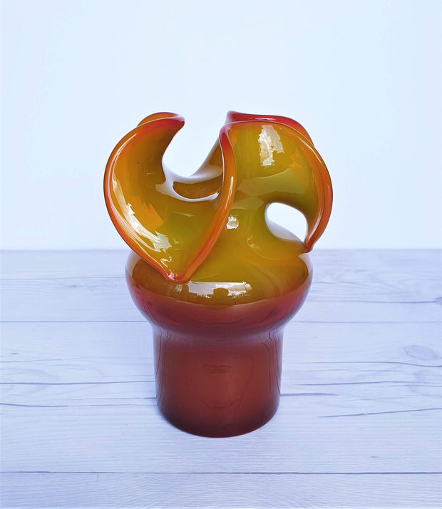 AnyesAttic Glass Czeslaw Zuber for Barbara Glassworks, 'Osiołek' Handblown Modernist Art Glass Vase, 1970s, Polish