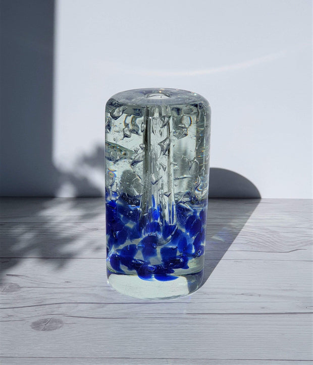AnyesAttic Glass Jaroslav Svoboda for Skrdlovice Glass Modernist Handblown Cased Bubble Art Glass Vase, 1960s, Czech