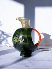 AnyesAttic Glass Kintsugi | Kjell Engman 'Corfu' series, Kosta Boda, Candied Forest Green and Coquelicot Orange Vase