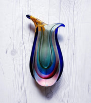 AnyesAttic Glass Kintsugi | Murano Triple Sommerso, Winged Beaker 'Pitcher' Vase 1970s - 80s