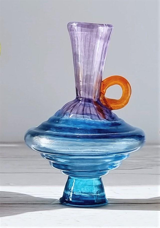 AnyesAttic Glass Kjell Engman 'Bon Bon' series, Kosta Boda Candied Cerulean Blue Pitcher & Coquelicot Pitcher Vases