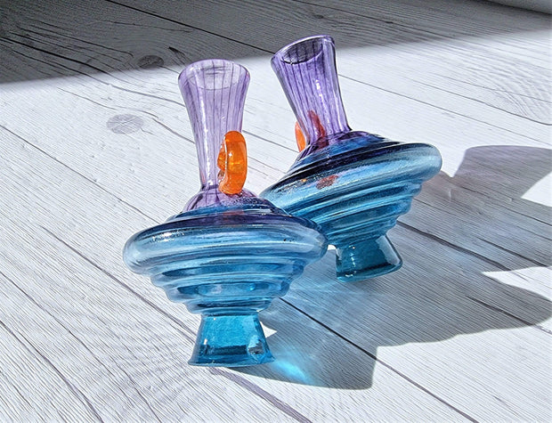 AnyesAttic Glass Kjell Engman 'Bon Bon' series, Kosta Boda Candied Cerulean Blue Pitcher & Coquelicot Pitcher Vases