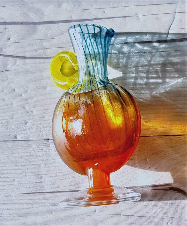 AnyesAttic Glass Kjell Engman 'Bon Bon' series, Kosta Boda Candied Coquelicot Orange Pitcher & Pineapple Yellow Bowl