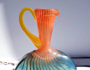 AnyesAttic Glass Kjell Engman 'Bon Bon' series, Kosta Boda, Candied Sapphire Blue and Coquelicot Orange Pitcher