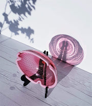 AnyesAttic Glass Murano Fratelli Toso Mid Century Bullicante and Opaline Trim Hot Pink Art Glass Dish | 1950s - 60s