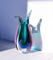 AnyesAttic Glass Murano Sommerso Quad Colour Art Glass 'Beaker' Pitcher Vase, Luigi Onesto, 1970s - 80s