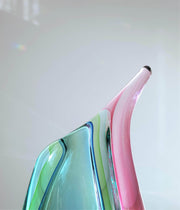 AnyesAttic Glass Murano Sommerso Quad Colour Winged Art Glass Vase, Luigi Onesto, 1970s - 80s