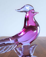 AnyesAttic Glass Pair of 1950s Murano by Archimede Seguso, Neodymium Sommerso Pheasant Bird Sculptures, Labelled