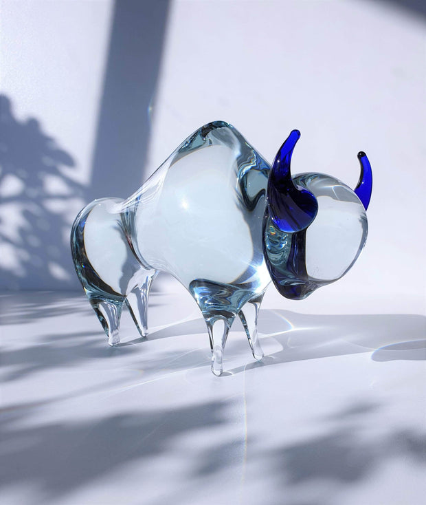 AnyesAttic Glass Svoboda Karlov by Jaroslav Svoboda Modernist Bull Art Glass Sculpture | 1990s, Czech, Labelled