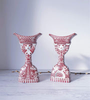 AnyesAttic Lighting Jacob E Bang for Nymolle, Pair of Double-Sided Illustrated Bougeoir Candlesticks | 1960s-70s, Rare