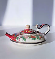 AnyesAttic Metals Antique c. 1910s Chinese 琺瑯 'Falang' Painted Enamelwork, Canton Enamel Mini Copper Teapot