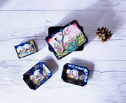 AnyesAttic Metals Early 20th C. Canton Enamel Peaches and Blossom Four Piece Tobacciana Set | Chinese, 1900s - 30s