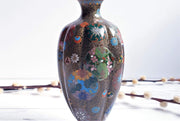 AnyesAttic Metals Japanese, Takahara Komajiro Cloisonne 8 Lobed Vase, Kyoto-Jippo ware, Late Meiji Era, Antique