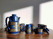AnyesAttic Porcelain Winterling Schwarzenbach Bavaria, Mid Century Indian Blue Coffee Set for 12 (29 pieces), 1960s