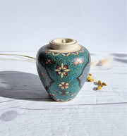 Asian Art Metals Late Meiji Era c.1880, Totai Shippo - Cloisonne on Ceramic, Floral Ginger Jar, Japanese, Antique