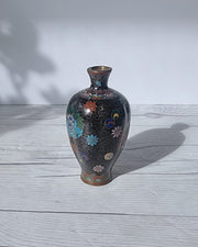 Asian Art Metals Takahara Komajiro Cloisonne 6 Lobed Vase, Kyoto-Jippo ware, Late Meiji Era, Japanese, Antique