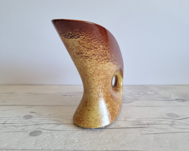 Bertoncello Ceramiche Ceramic Bertoncello Ceramiche, Screziato Tabacco Glaze, Mid-Mod Sculptural Abstract Jug Vase, 1960s-70s