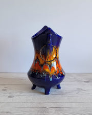 Bertoncello Ceramiche Ceramic Bertoncello Ceramiche, Trailed Glaze in Midnight Fire Palette, Sculptural Cachepot Vase, Italian, 1970s-80s