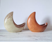 Bertoncello Ceramiche Ceramic Bertoncello, Screziato Havana Cream and Sienna Glaze, Modernist Crescent Moon Planter Vase, 60s-80s