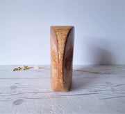 Bertoncello Ceramiche Ceramic Bertoncello, Screziato Tabacco Tan Glaze, Mid-Mod Sculptural Segment Vase, Italian, 1960s-80s
