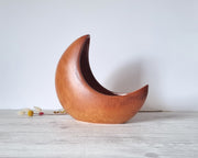 Bertoncello Ceramiche Ceramic Bertoncello, Screziato Tabacco Tan Glaze, Modernist Crescent Moon Sculptural Planter Vase, 60s-80s