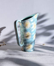 Beswick Pottery Ceramic Beswick Art Deco, Cerluean and Daisy Floral Stylised Pitcher Jug Vase | British, 1920s-30s, Rare
