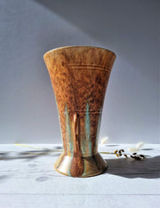 Beswick Pottery Ceramic Beswick Art Deco Moderne Twin-Eared Vase, Cinnamon Palette Flow Glaze | British, 1920s - 30s