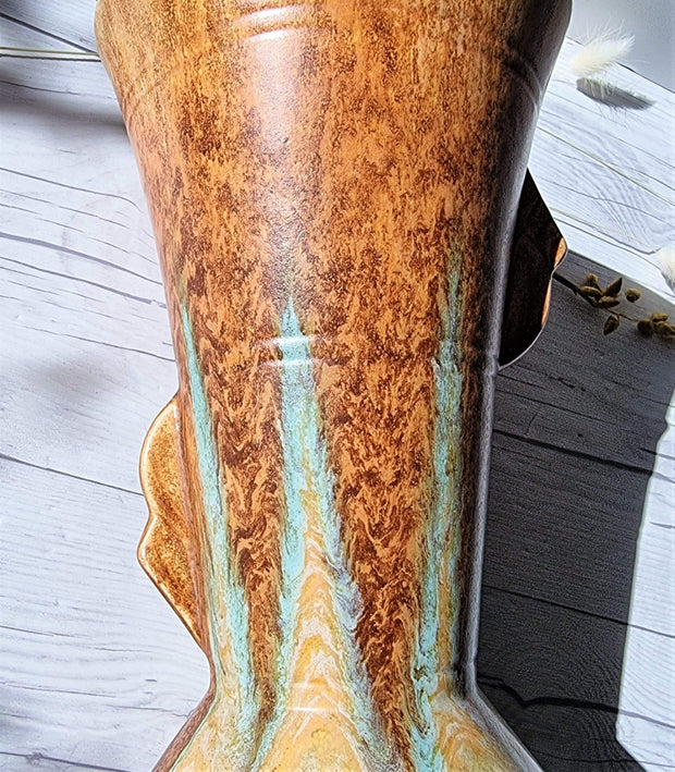 Beswick Pottery Ceramic Beswick Art Deco Twin-Eared Vase, Cinnamon Palette Flow Glaze | British, 1920s - 30s