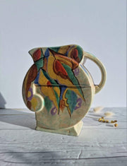 Beswick Pottery Ceramic Beswick Iconic Art Deco, Stylised Musical Note Floral Pitcher Jug Vase | British, 1920s-30s, V. Rare