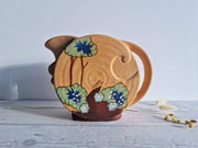 Beswick Pottery Ceramic Brentleigh Ware att. Art Deco, Stylised Hand Painted Circular Pitcher Jug Vase, British, 1920s-30s