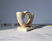 Beswick Pottery Ceramic Mr Symcox for Beswick Pottery, Art Deco Pastel Sherbet Palette, Satin Matt Glaze Candleholder, 1930s