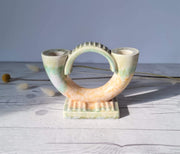 Beswick Pottery Ceramic Mr Symcox for Beswick Pottery, Art Deco Pastel Sherbet Palette, Satin Matt Glaze Candleholder, 1930s
