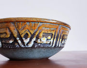 Studio Pottery Ceramic Brutalist Studio Ceramic, Ginger and Orange, White and Seal Grey Stoneware Dish