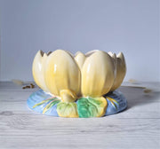 Clarice Cliff Ceramic Clarice Cliff for Newport Pottery, 1938 Waterlily Series, Pale Lemon Tactile Waterlily on Lake Bowl