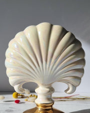 Crown Devon Ceramic Crown Devon Art Deco - Hollywood Regency Moderne - Iridescent Feather Fan Vase, British, 1930s, Rare