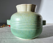 Crown Devon Ceramic Crown Devon Art Deco 'Odeon' Powdered Verdigris and Cream Palette Vase, British, 1930s