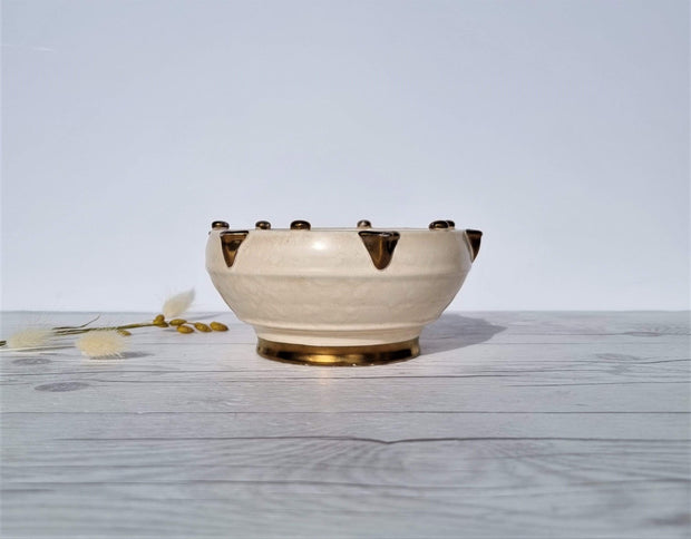 Crown Ducal Ceramic Charlotte Rhead for Crown Ducal, Art Deco Tube-Lined Polka Dot Planter Dish  | British, 1930s