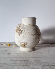 Duif Keramiek Ceramic Duif Keramiek Sculptural Globe, Statement Jug Vase in Nutmeg Speckled Stoneware Cream Glaze, 1970s