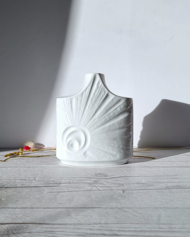 Edelstein Porcelain Edelstein Bavaria, Mid Century ‘Sunburst Supernova’ Textured Op Art White Porcelain Vase, 1960s-70s