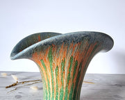 Flaxman Wade Heath Ceramic Wade (Heath) Art Deco Calla Lily Vase in Tangerine, Mint and Cerulean Palette Lava Glaze, 1920s-30s