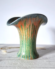 Flaxman Wade Heath Ceramic Wade (Heath) Art Deco Calla Lily Vase in Tangerine, Mint and Cerulean Palette Lava Glaze, 1920s-30s