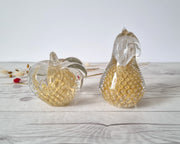 FM Konstglas Glass DRAFT 1960s Pair of Fare Marcolin Gold Bullicante Fruits, Apple and Pear