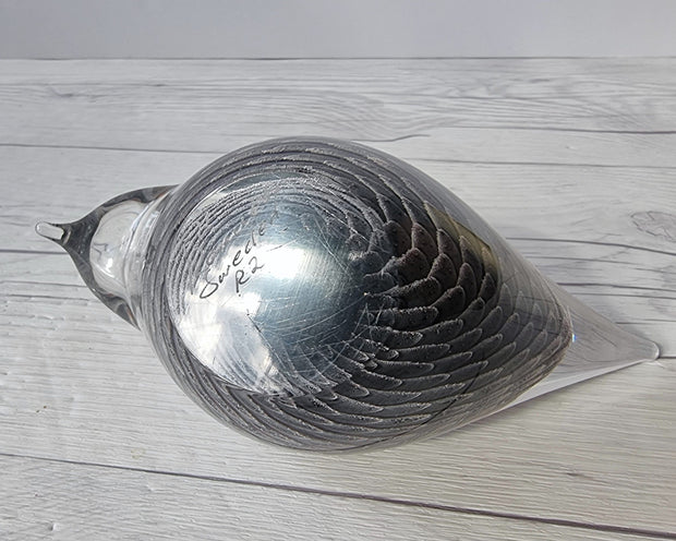 FM Konstglas Glass Fare Marcolin for FM Konstglas, Overlapping Feather Sfumato Art Crystal Bird, Sweden, 1960s