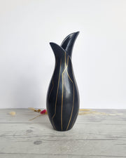 Gefle Keramik Ceramic Lillemor Mannerheim for Gefle Keramik, Dixie, Mangania Series Sculptural Flask Vase, 1957