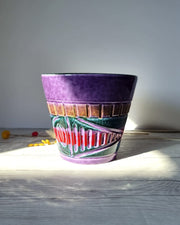 Haute Curature Ceramic 1960s Italian Mid Century Modern 'Alla Moda' Palette with Incised Decor Jardiniere / Plant Pot