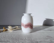 Holmegaard Glass Vases Michael Bang for Holmegaard, Sakura Series, White Milk Glass with Pink Art Glass Bud Vase, 1980s